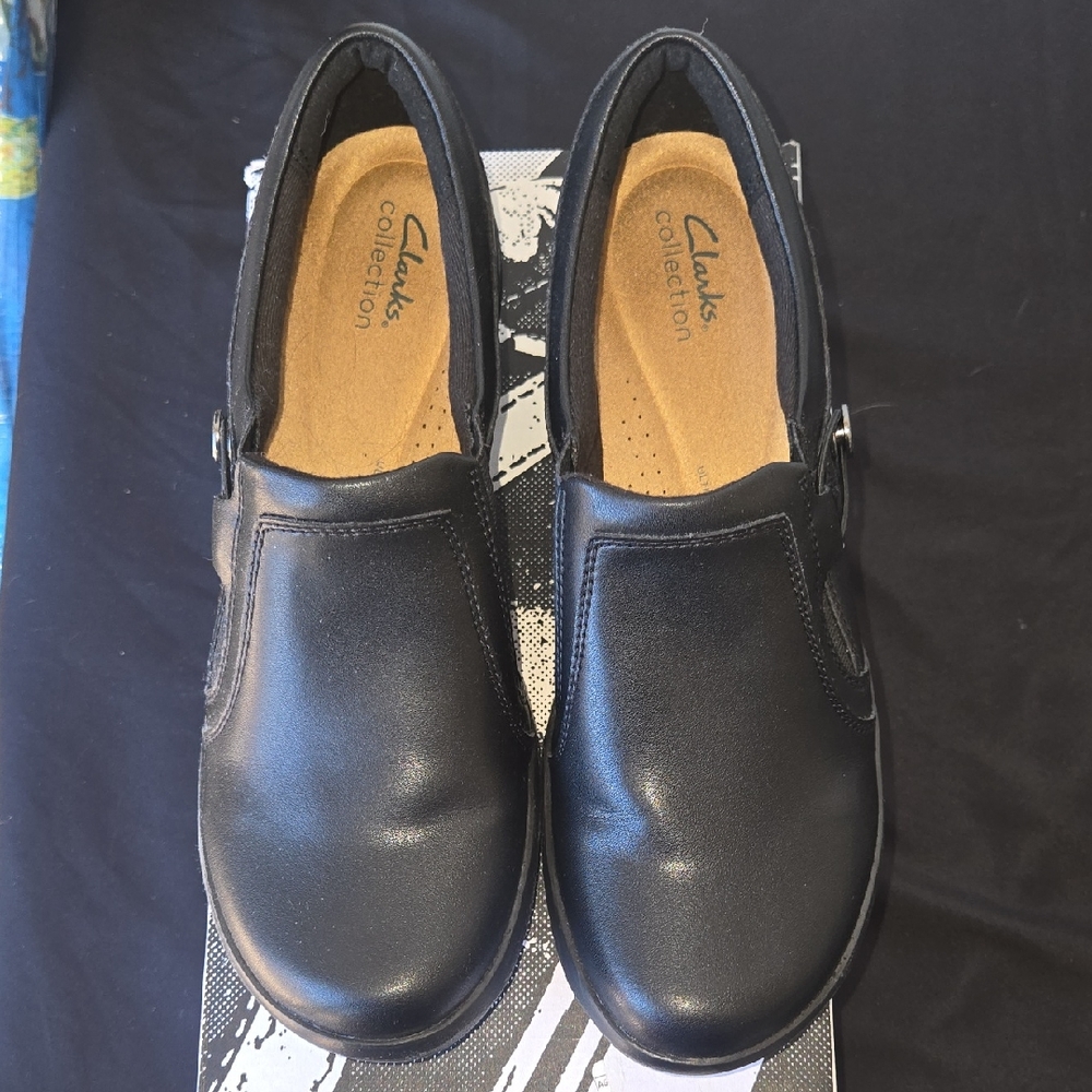 Clarks Black Leather Loafers